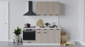 Кухонный гарнитур «Лорас» длиной 180 см со шкафом НБ (Белый/Холст латте)